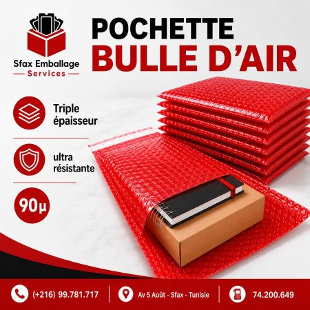 Pochette bulle d’air rouge Triple épaisseur très résistante