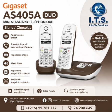 Gigaset AS405 DUO Blanc / Chocolat