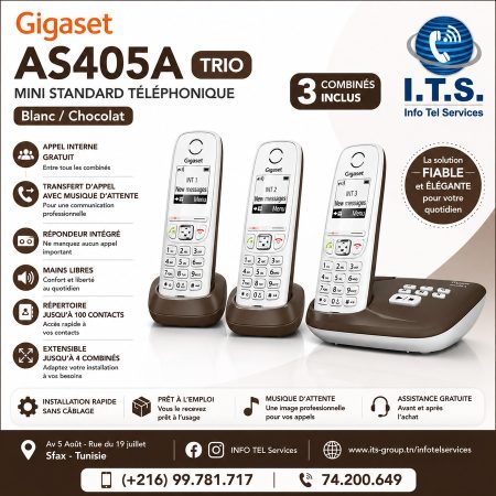 Gigaset AS405A Trio Blanc / Chocolat